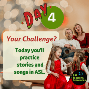 family singing with text for day 4 to learn stories and songs