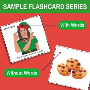 Sample flashcard series featuring with and without words