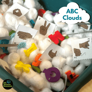 clouds sensory bin weather lesson activity 