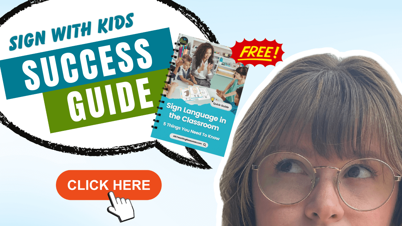 Woman with Thought Bubble "Sign with Kids Success Guide"