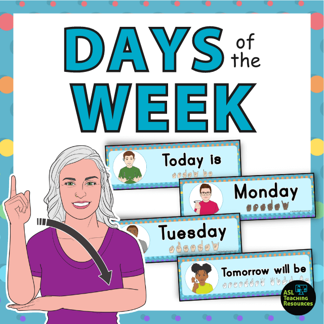 Days of the Week Polka Dot ASL Teaching Resources