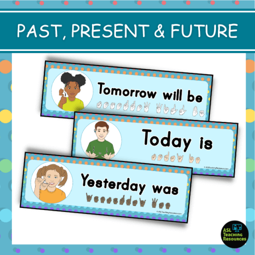 days of the week asl calendar labels include past, present, and future cards
