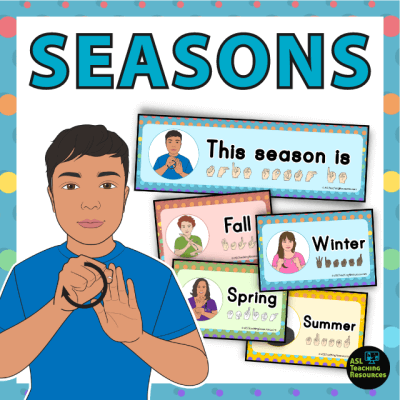 seasons of the year polka dot labels for your classroom calendar. includes sign language.