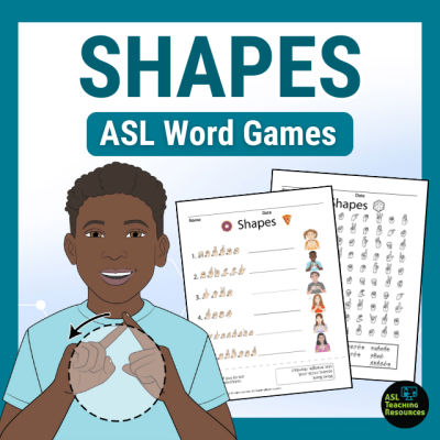 shapes asl word games. word search and scramble activities. Shows a boy signing the shape circle
