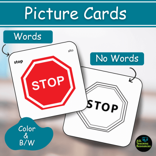 preschool flashcards picture cards with words and without words. colored and black white versions