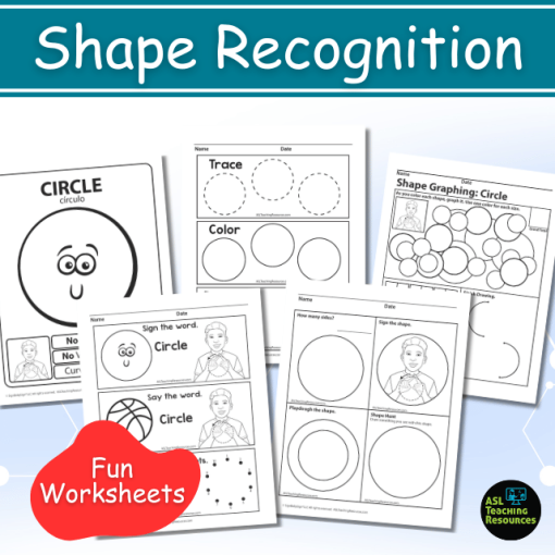 Shape Recognition. Fun circle worksheets. Shows 5 pages with numerous activities.