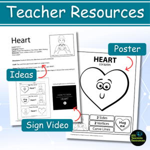 heart shape printables asl shapes lesson plan worksheets. teacher resources include ideas, poster, sign video and more